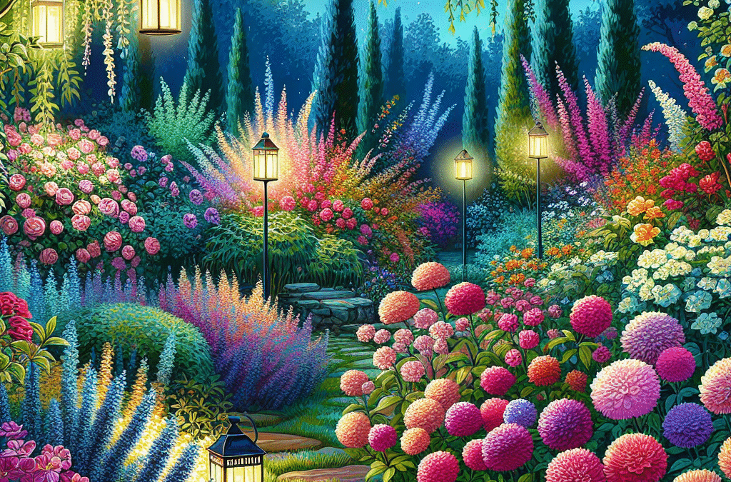 Mei Magie: Ontwaak je Tuin met Bloemenpracht en Sfeervolle Verlichting